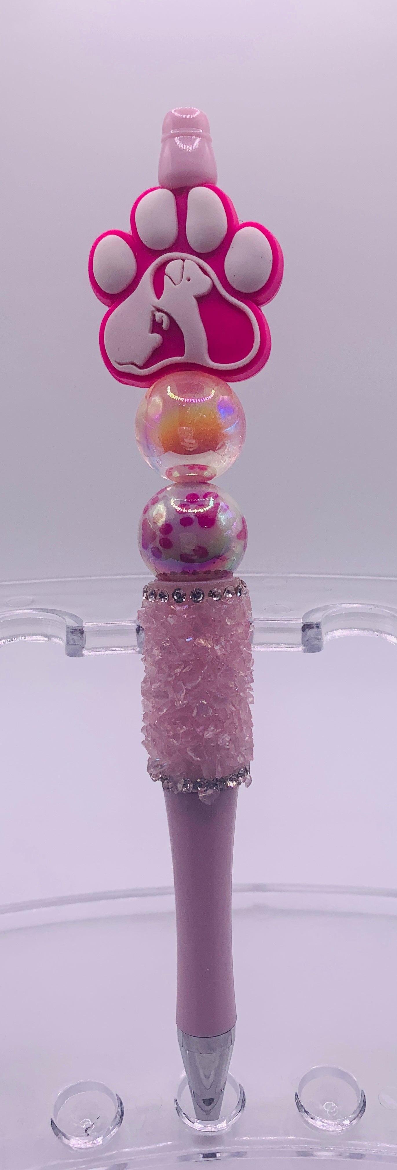 Pink Paw Print Beadable Bling Pen