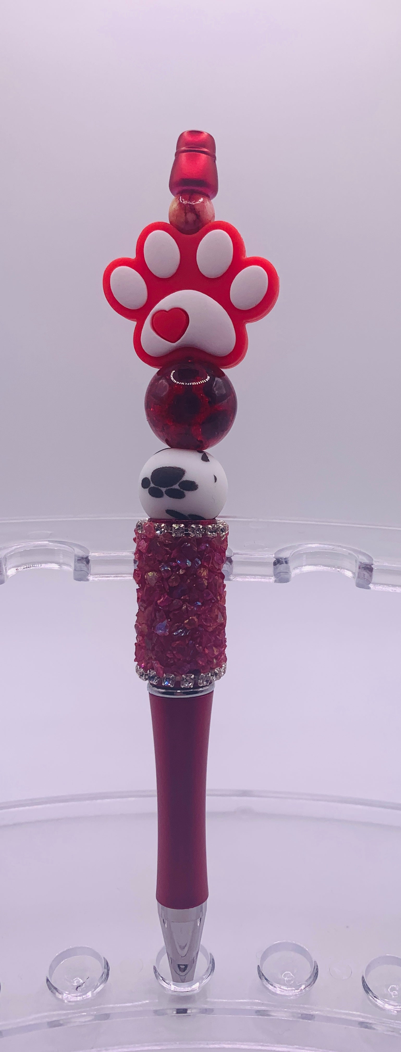 Paw Print Red Beadable Bling Pen