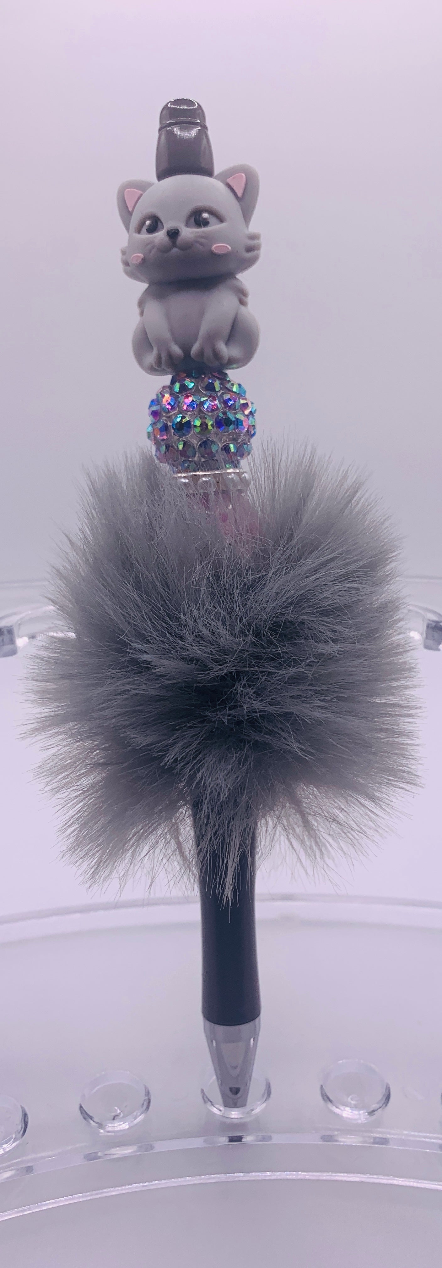 Grey Kitty Beadable Pen