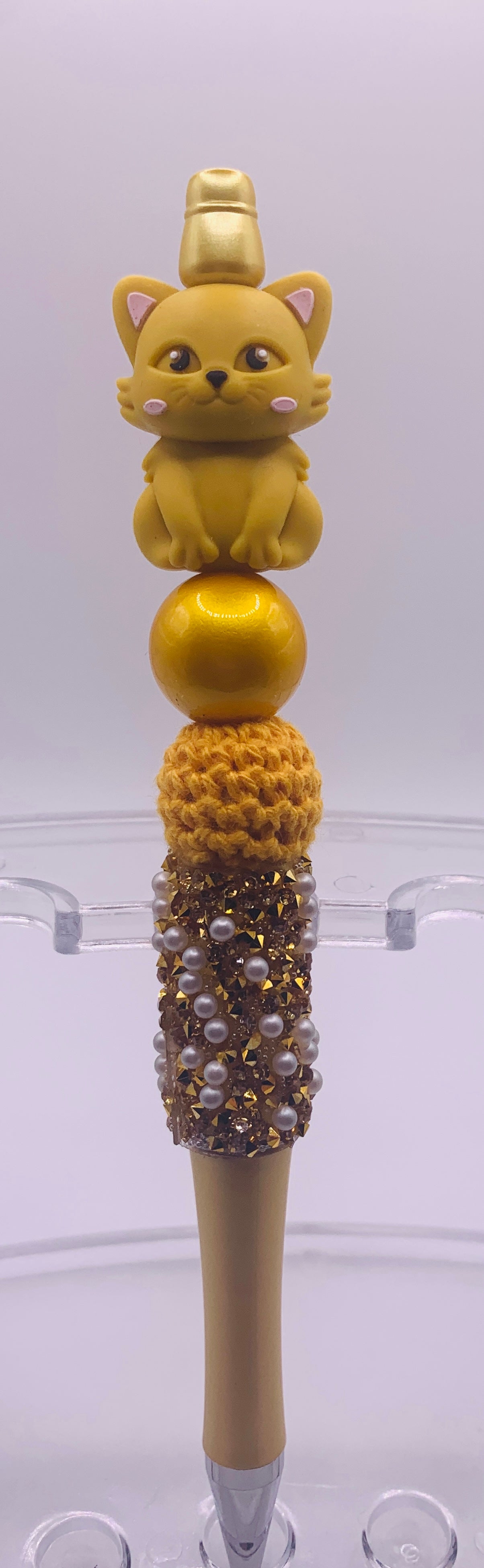 Gold Kitty Beadable Bling Pen