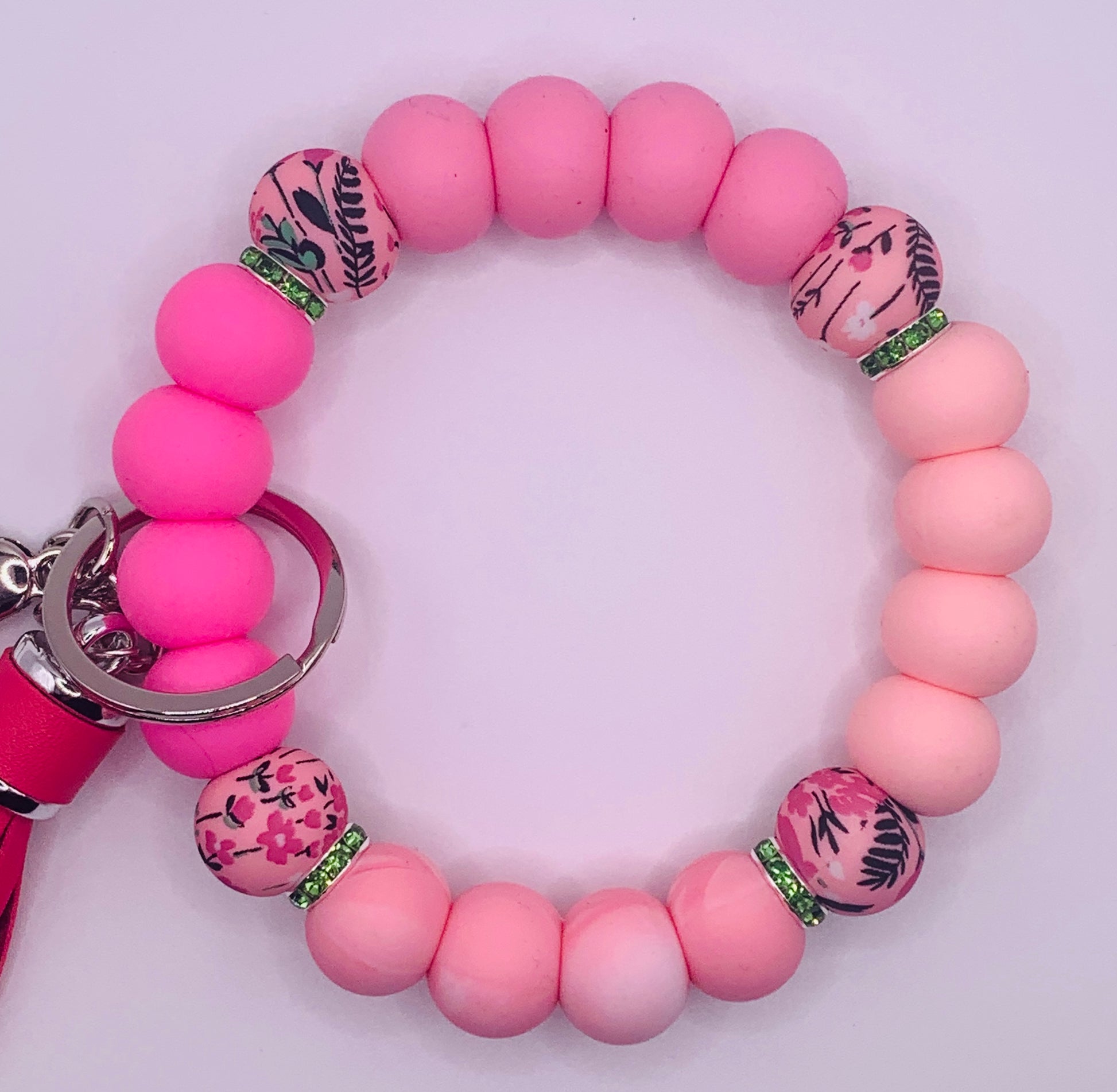 Beadable Wristlet Keychain (mixed pinks)