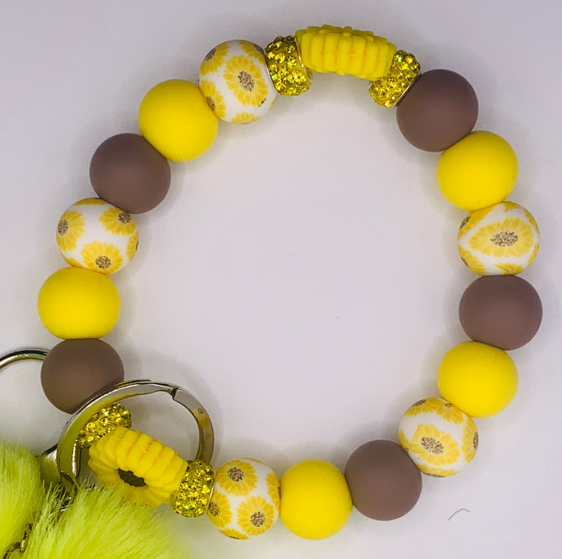 Sunflower Beadable Wristlet Keychain